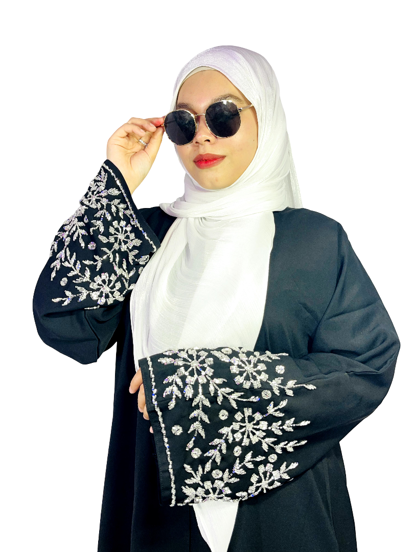  Ethereal Batwing Abaya With Crystal detailing 